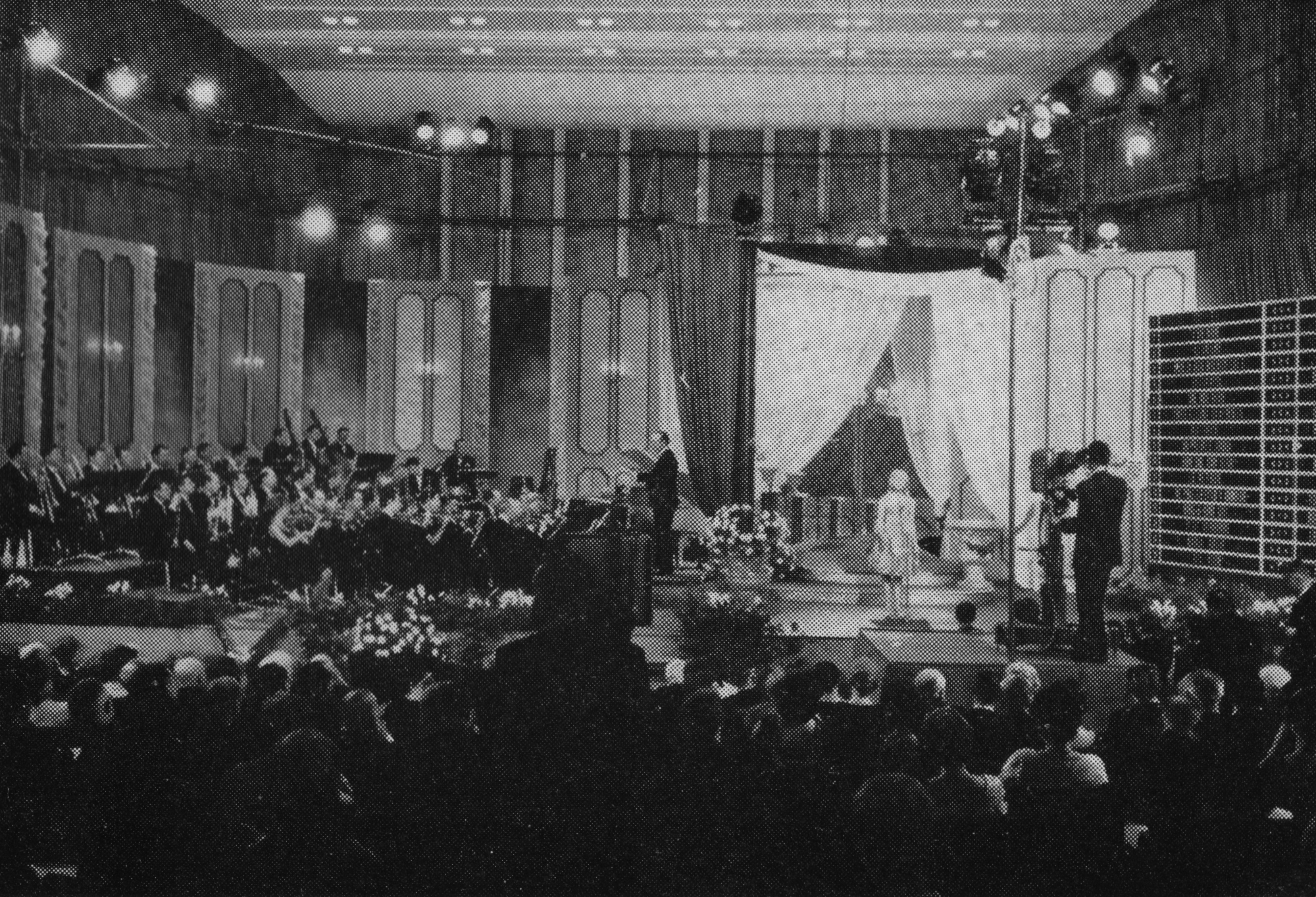 The set of the Song Contest with the orchestra visible